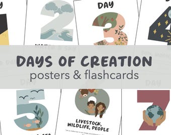 Days of Creation Posters & Flashcards: Christian Bible Printable (Digital Download)
