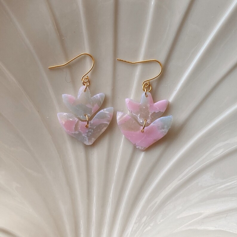 garden rendezvous collection \u2013 marbled tulip drop earrings