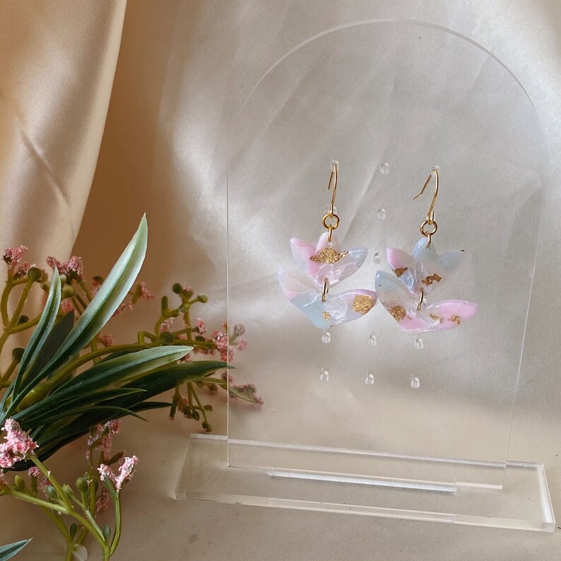 garden rendezvous collection \u2013 marbled tulip drop earrings