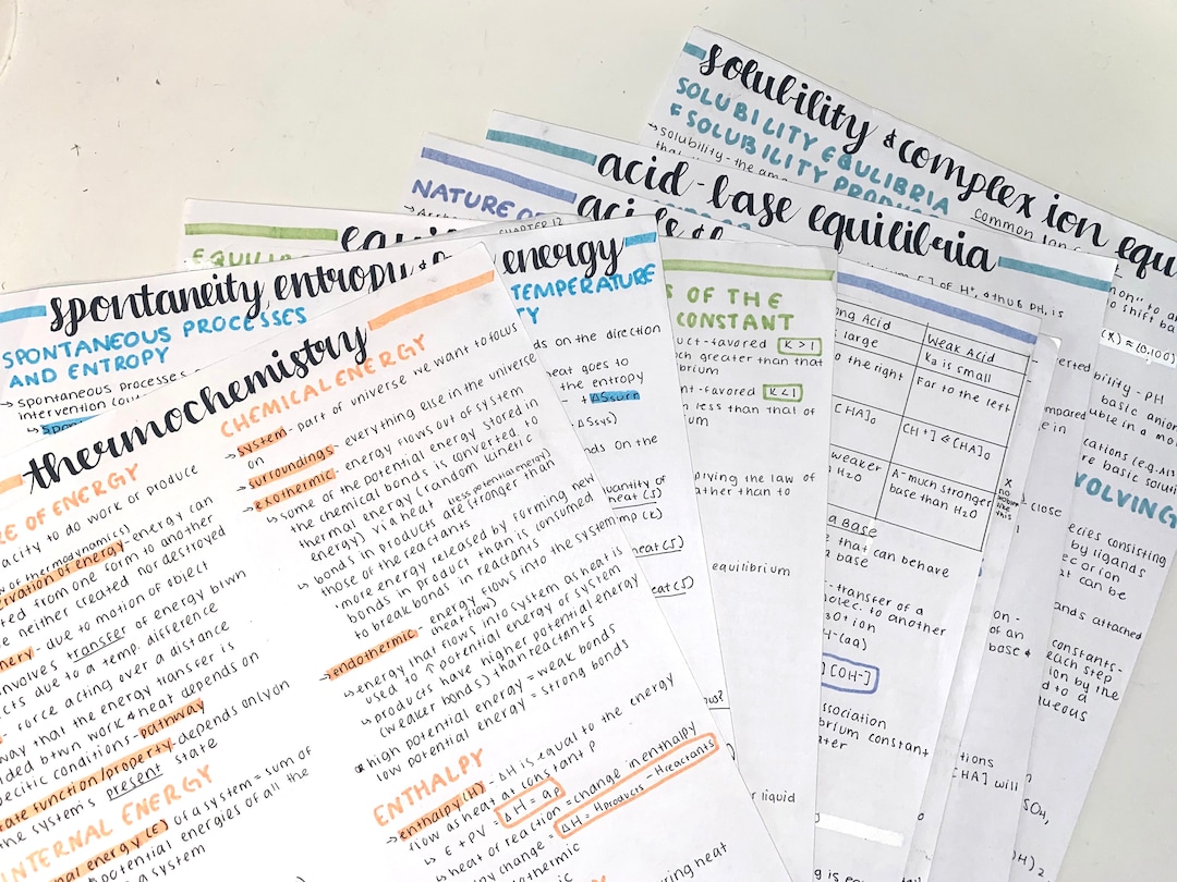 Chemistry Notes Etsy