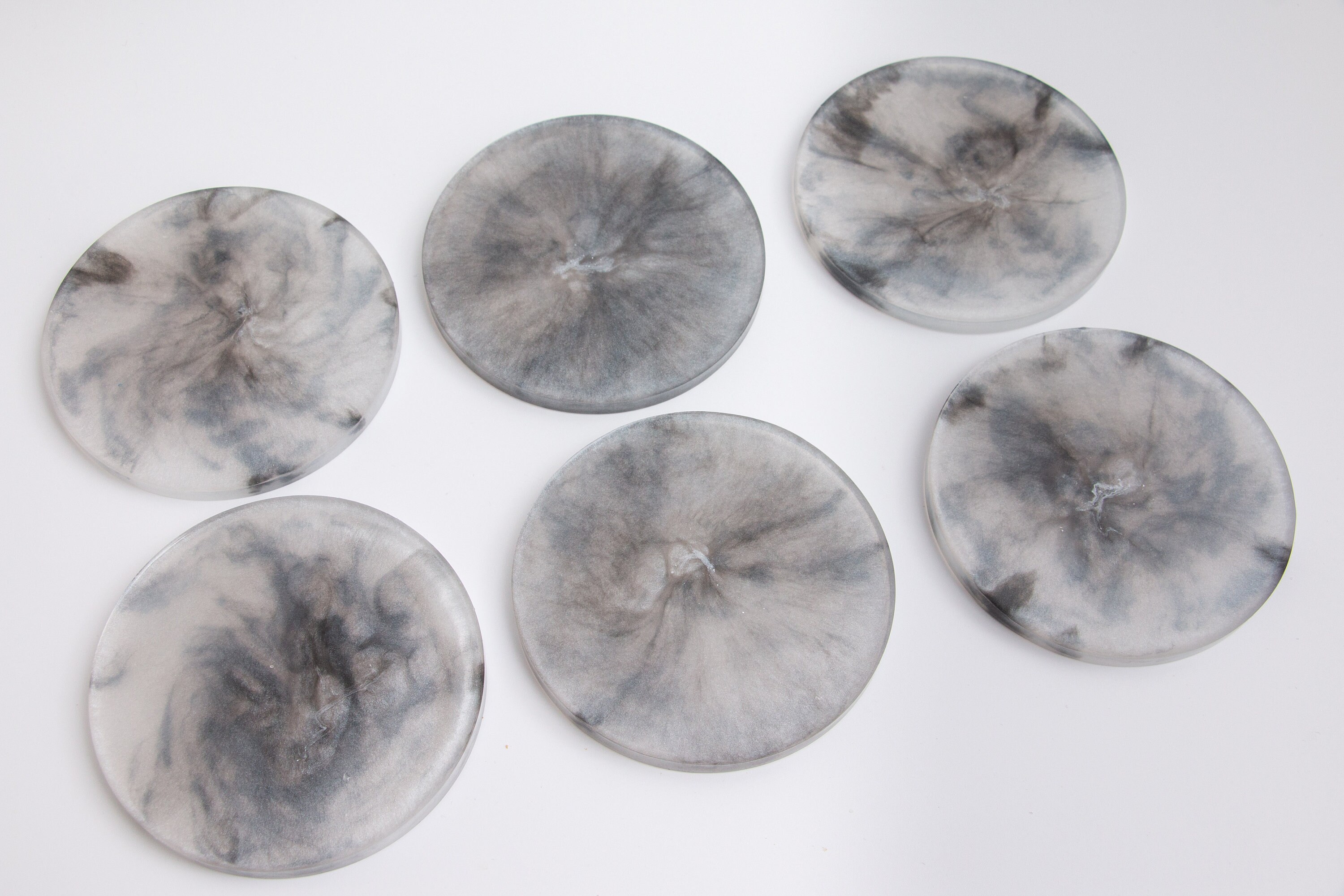 Resin Marble effect coasters White and black marble effect Etsy