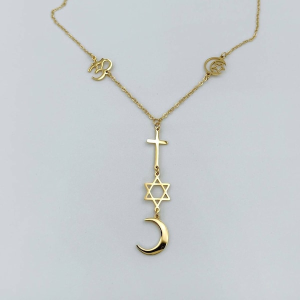 Collier chaîne pendentifs symboles religieux TOULON