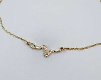 Snake pendant chain necklace stainless steel zirconium DIGNES LES BAINS