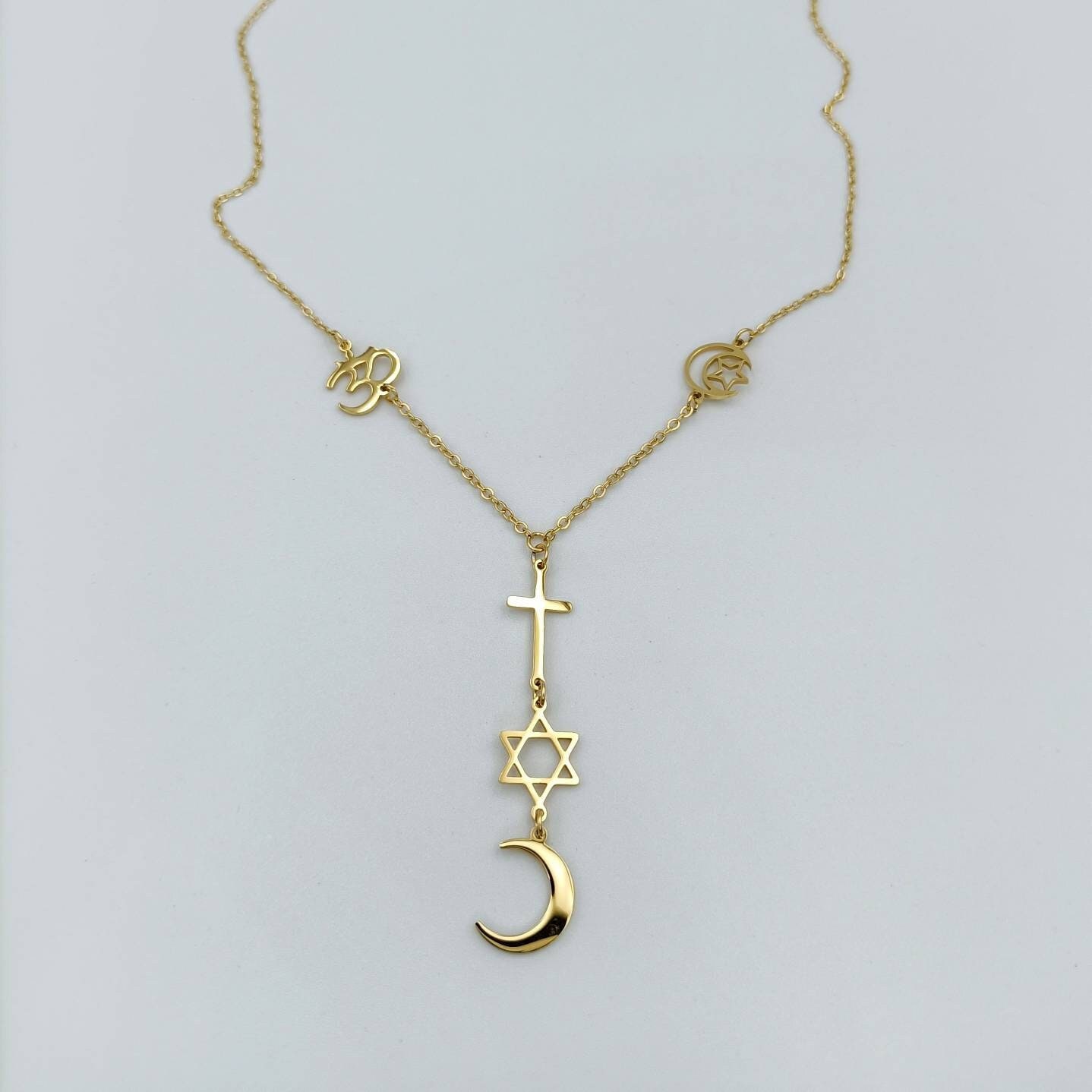 Collier chaîne pendentifs symboles religieux TOULON - Etsy France