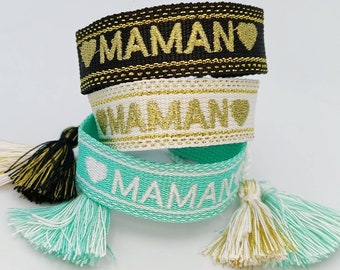 Bracelet brésilien ''maman'' tissu FIGUEROLLES
