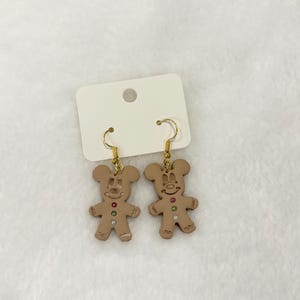 Mickey Gingerbread Dangle Earrings | Handmade Polymer Clay Christmas Mickey Gingerbread Earrings | Disney Inspired Earrings | Park Earrings