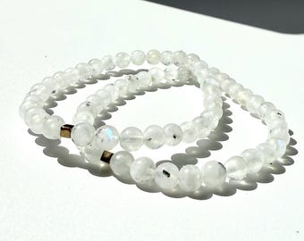 AA Rainbow Moonstone Bracelet •  Stacking Jewelry • Moonstone gifts for her • Full Moon Talisman