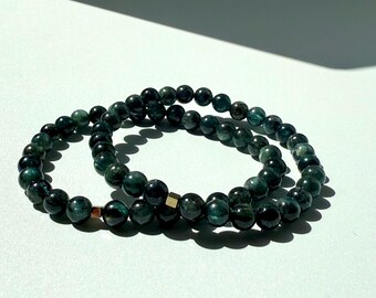 Rare Natural Green Kyanite Bracelet  • Dark Green Gemstone • Minimalist Stacking Jewelry • Gaia Talisman