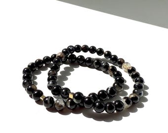 Black Tourmaline Bracelet • Protection Jewelry • Dainty Stacking • Crystal healing Grounding