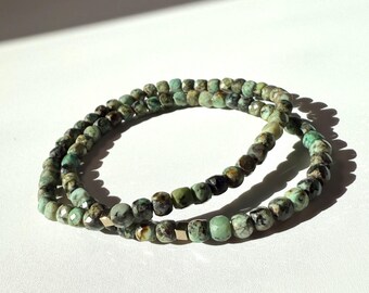 African Turquoise Bracelet • Turquoise Gemstone • Dainty Stacking Jewelry • Crystal healing