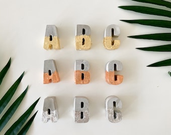 Cement Letter Blocks with Gold, Rose, or Silver foil