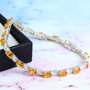 Citrine Bracelet: 925 Sterling Silver with White Topaz