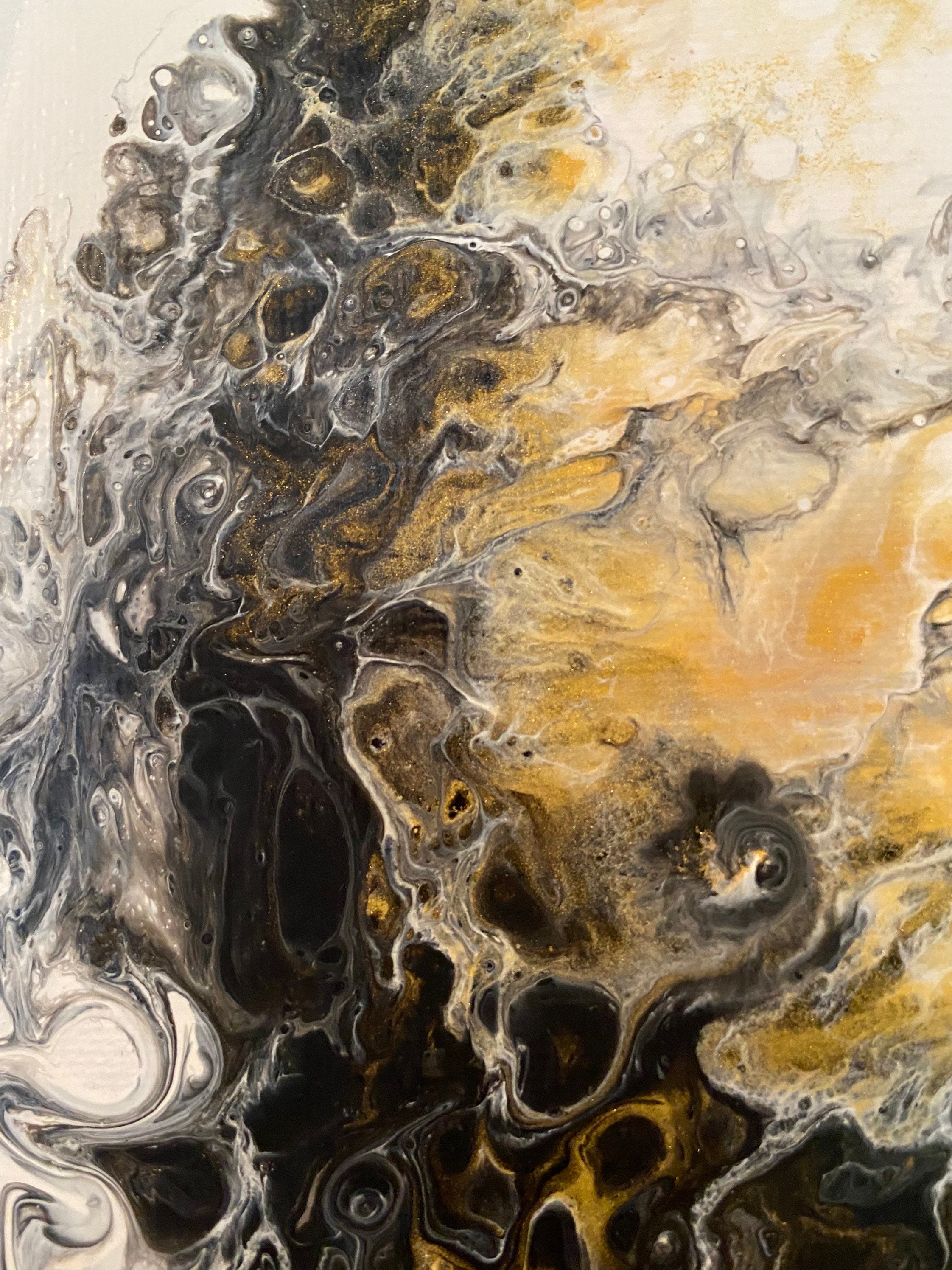 Black and Gold Abstract Acrylic Painting on Canvas Etsy