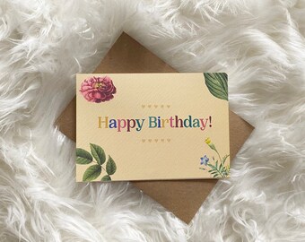 Happy Birthday | A6 Greeting Card Decorative Floral Design