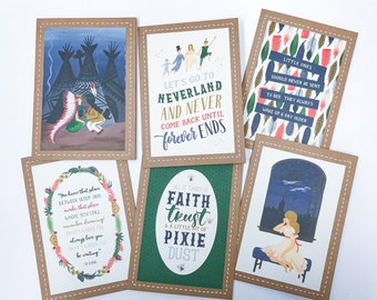 Disney Peter Pan Inspired Postcards Notecards Craft Post 6x4 DIY Cards Gift 