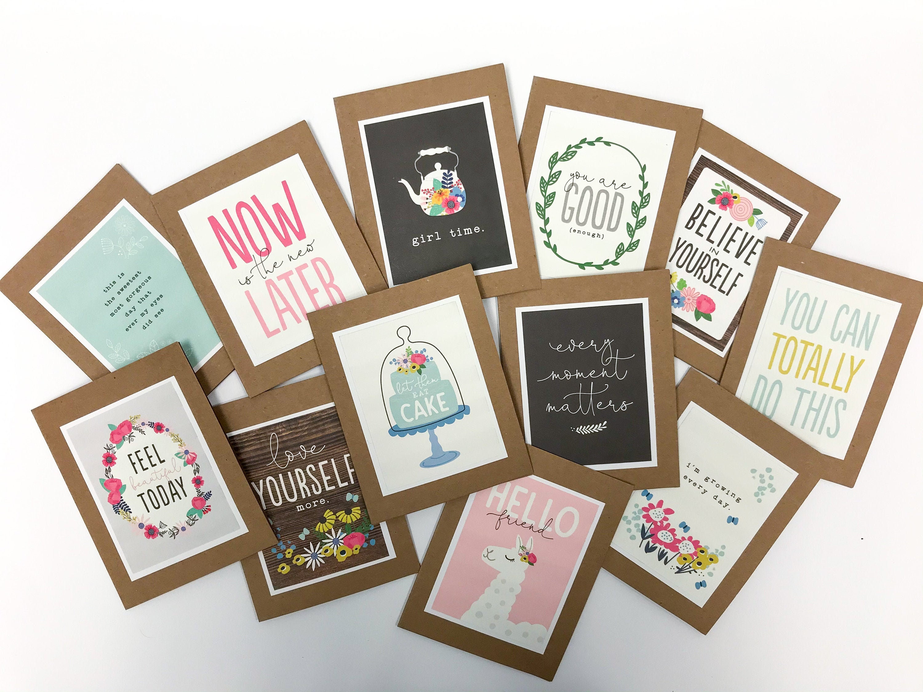 Assorted Set of 12 Everyday Note Cards with Envelopes A2 Etsy