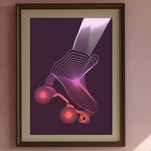 Retro Roller Skate Poster for Roller Derby Skater Gifts for Roller Skaters Retro Wall Decor, Funky Home Gift, Roller Art Print