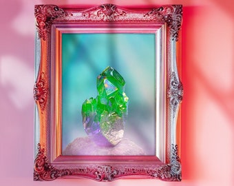 Crystal Art Print, Green Quartz Photography Print, Crystal Art, Meditation Decor, Photography Print