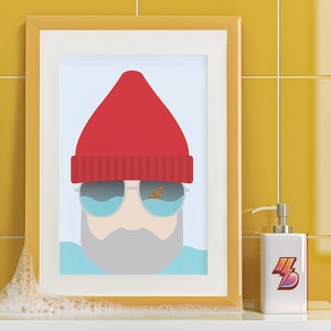 Steve Zissou Minimalist Giclee Art Print for Wes Anderson Film Buff Gifts for The Life Aquatic  Film Poster,  Gifts for Film Lovers