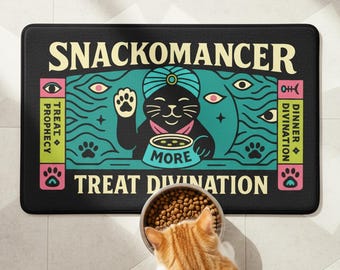 Gothic Cat Feeding Mat, Mystical Pet Placemat for Funny Witchy Cat Decor