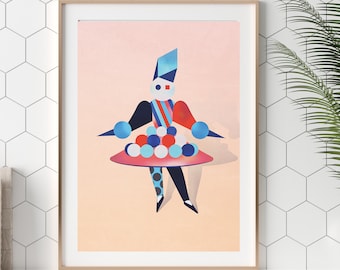 Bauhaus Design Giclee Ballet Art Print - Geometric Wall Art Decor, Minimalist Modern Art Gift