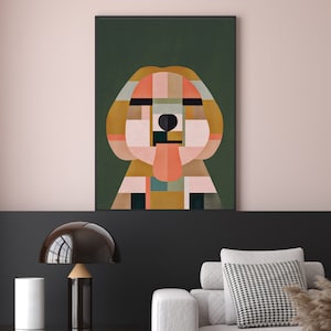 Labradoodle Abstract Modern Art Print - Geometrical Dog Print Wall Decor, Dog Lover Gift, Giclee  Pet Portrait