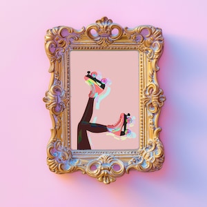 Retro Roller Skate Art, Colorful Roller Skating Poster, Unique Wall Art for Bedrooms and Living Rooms, Perfect Gift for Skaters