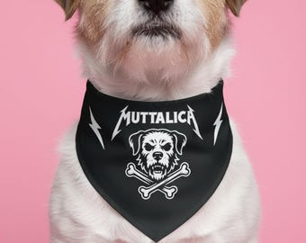 Bandana para cachorro Muttalica Heavy Metal, acessório punk com caveira para filhotes