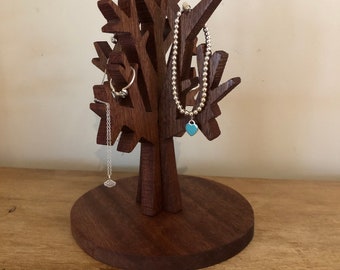 Wooden Jewellery Tree, Vintage Jewellery Tree Organiser Stand and Necklace Holder Bracelet Holder Tree