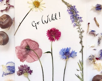 Square Card Flower Garland Birthday Card Blank Card Greeting Card Flowers Card Celebrate Wildflowers Card Beautiful Birthday
