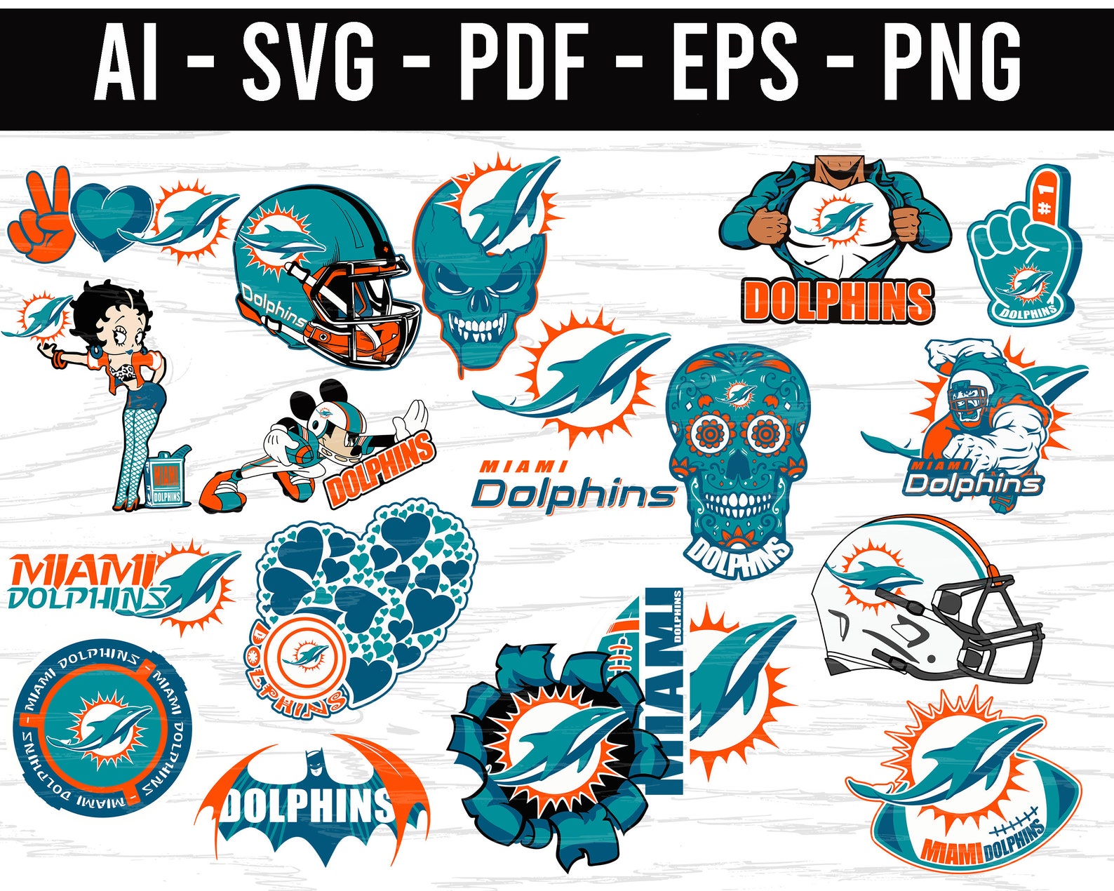 Miami Dolphins SVG png ai eps pdf NFL sports Logo Football cut | Etsy