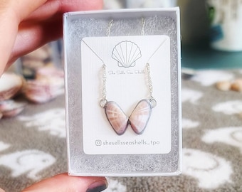 Real Seashell Butterfly Necklace | silver or gold chain necklace gift for her birthday bridal dainty minimalist angel wing