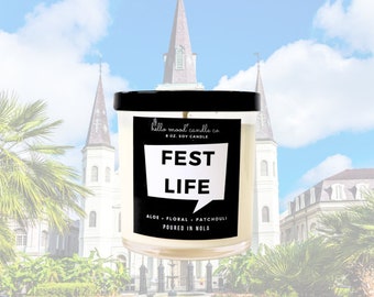 Fest Life | Festival Decor | Jazz Fest | French Quarter Fest | Soy Candle | Vegan Candle | Candle Gift | Gift for Home | Home Decor