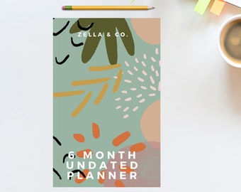 Abstract 6 Month Undated Planner, Undated Panner, Planner, Bohemian Planner, Undated Calendar, Daily Planner, Work Planner, Work From Home