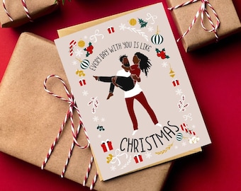 Black Couple Christmas Card, Black Love Christmas Card, African American Couple Greeting Card, African American Greeting Card, Black Card
