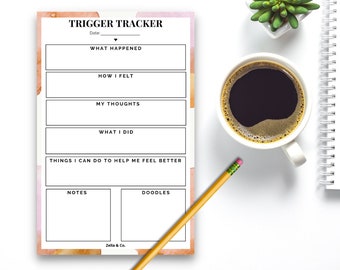 Mental Health Trigger Tracker Notepad, Teacher Tools, Mental Health Notepad, Trigger Tracker, Trauma Informed Classroom, Therapy Tools