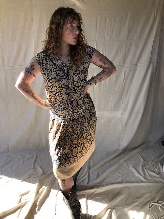1920’s Silk Drop Waist Day Dress. size M. AS IS