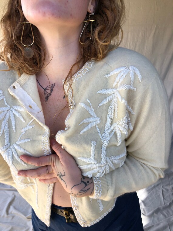 1950’s cashmere beaded sweater