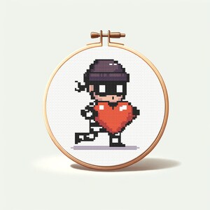 Robber of Love - Simple Pixelated Cross-Stitch Pattern, Ideal for Beginners, Valentine's Day Special