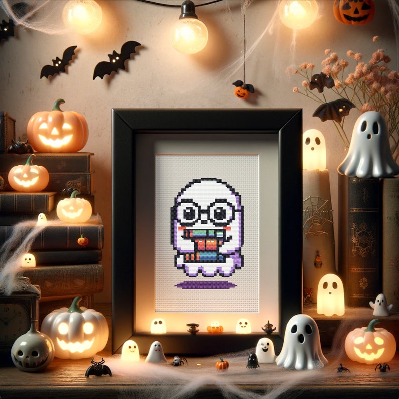 Bookish Ghost Cross-stitch Pattern | (digital Download) - Etsy