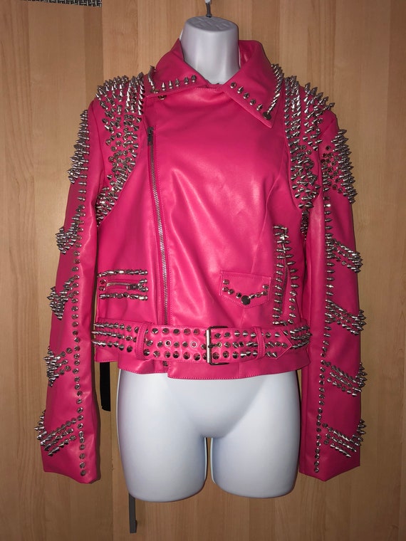 Pink vegan hotsell leather jacket