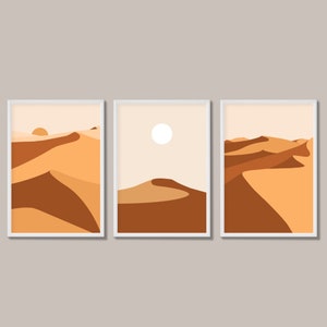 Minimalist Sand Dune Print Set of 3 | Warm Earth Tones | A5 A4 A3 A2 | Unframed