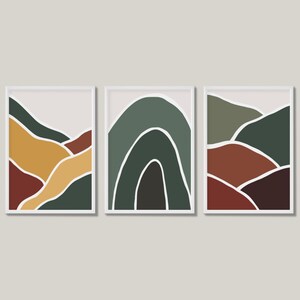 Abstract Minimalist Print Set of 3 | Warm Earth Tones | A5 A4 A3 A2 | Unframed