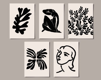 Abstract Matisse Exhibition Postcard Set of 5 | Black Neutral | Available Individually | A6