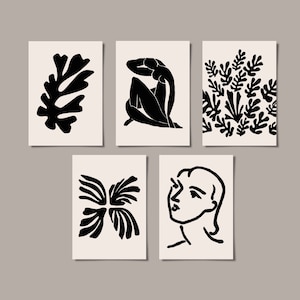 Abstract Matisse Exhibition Postcard Set of 5 | Black Neutral | Available Individually | A6