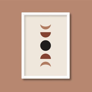 Moon Phase Earth Tone Terracotta Print | Boho Mid Century | A5 A4 A3 A2 A1 A0 | Unframed