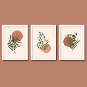 Terracotta Palm Leaves Print Set of 3 | Rust Warm Earthy | A5 A4 A3 A2 | Unframed