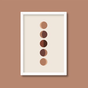 Moon Phase Earth Tone Terracotta Print | Boho Mid Century | A5 A4 A3 A2 A1 A0 | Unframed