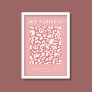 Cartel de exposición de formas abstractas / Inspirado en Henri Matisse (Rosa polvoriento) / A5 A4 A3 A2 A1 A0 / Sin marco