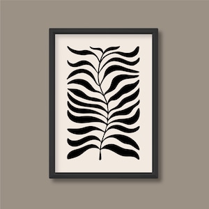 Neutral Abstract Petal Plant Print | Black and White Monochrome | Boho Mid Century | A0 A1 A2 A3 A4 A5 | Unframed